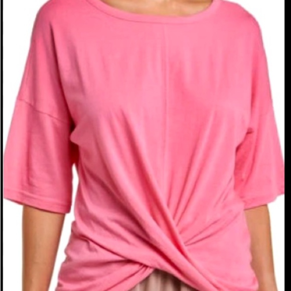 NWOT Zella Pink Relaxed Front Twist Tee